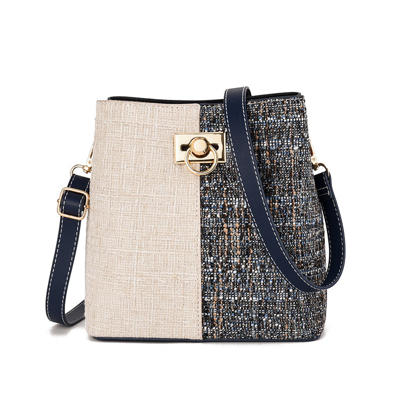 new fashion texture bucket bag - foreign gas large cap | dropsona - neutral - close-up detail