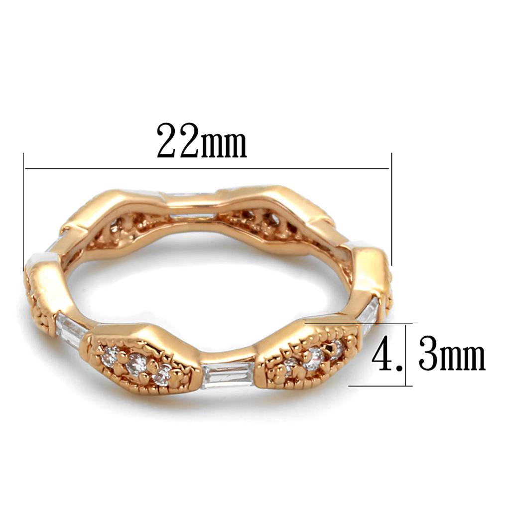 lo3553 - rose gold brass ring with aaa grade cz in cle | dropsona - neutral - front view