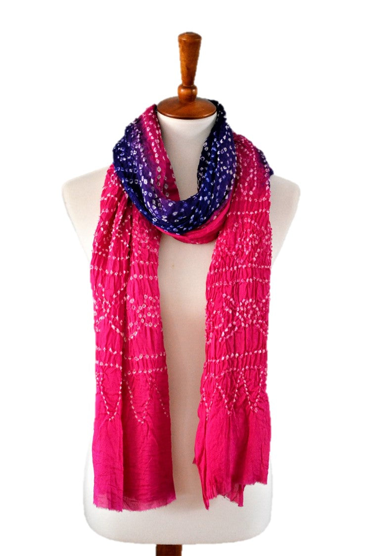 omsutra tie-dye designer fashion silk scarves – handcr | dropsona - neutral - close-up detail