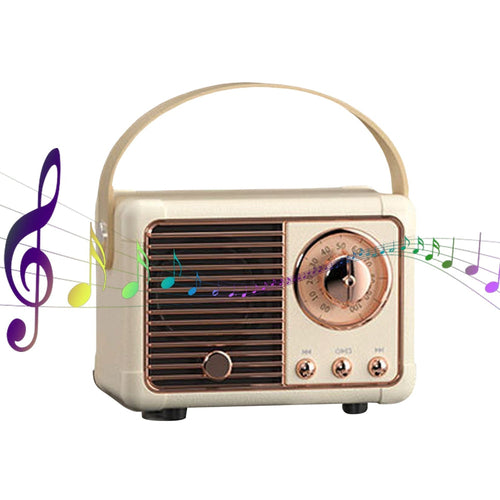 bluetooth compact retro speakers with radio – enjoy ex | dropsona - neutral - close-up detail