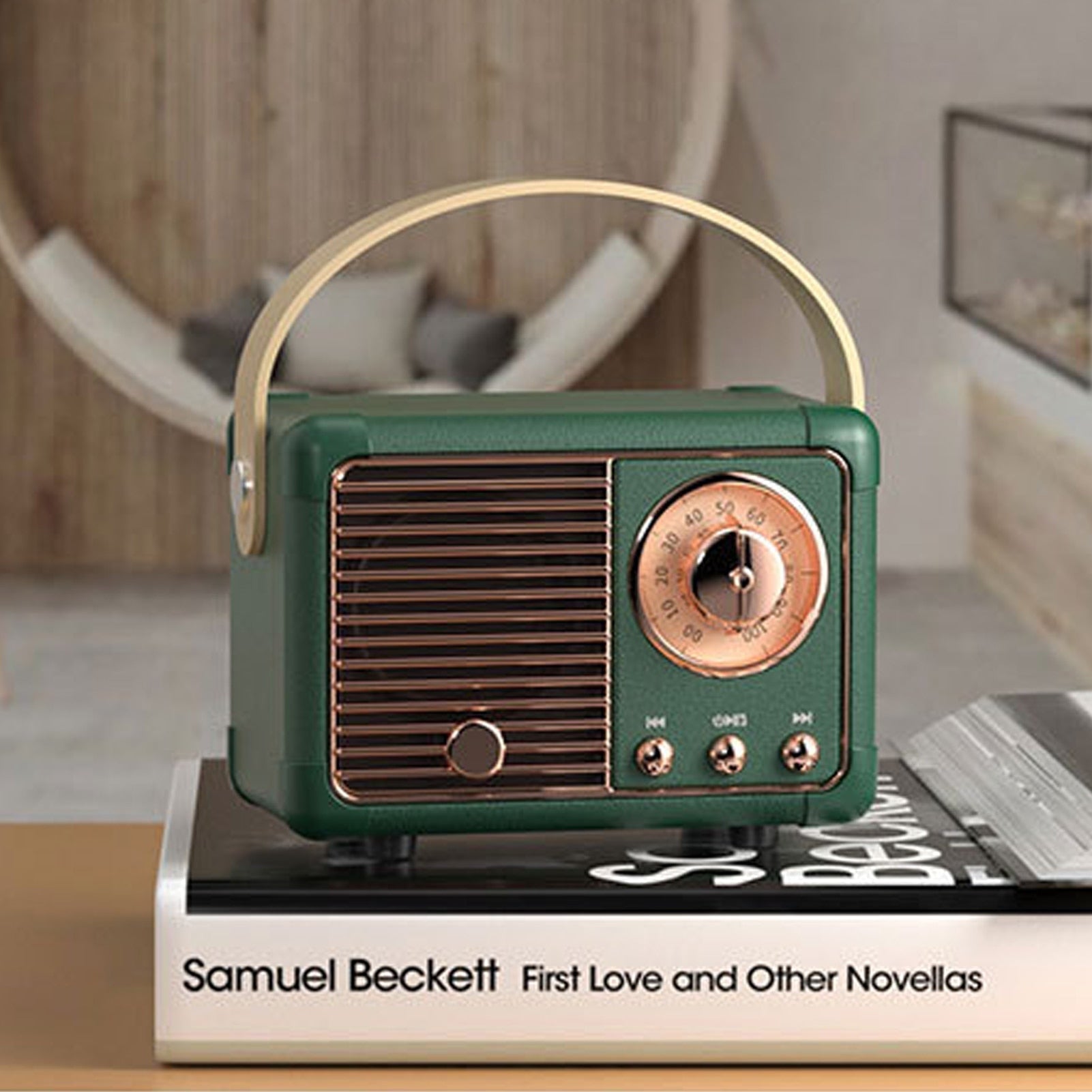 bluetooth compact retro speakers with radio – enjoy ex | dropsona - neutral - front view
