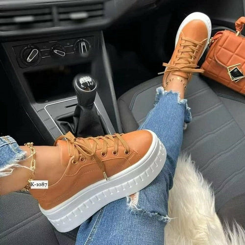 casual platform women's shoes flat womens sneakers – s | dropsona - neutral - close-up detail