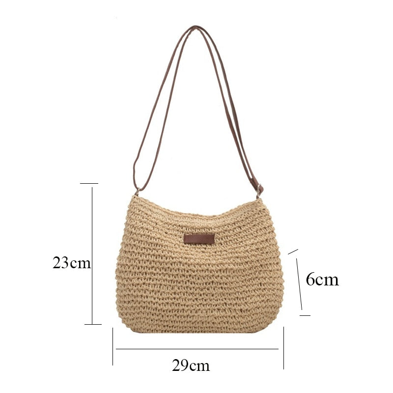 casual summer shoulder straw bag – the s | dropsona - neutral - usage example