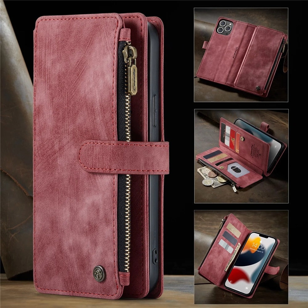 premium wallet case for iphone x to 14 | dropsona - neutral - front view