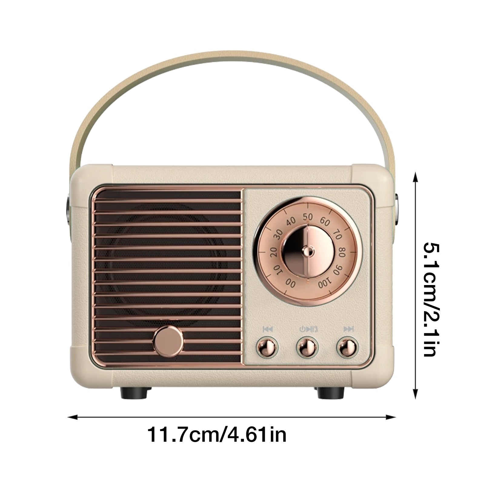 bluetooth compact retro speakers with radio – enjoy ex | dropsona - neutral - size reference