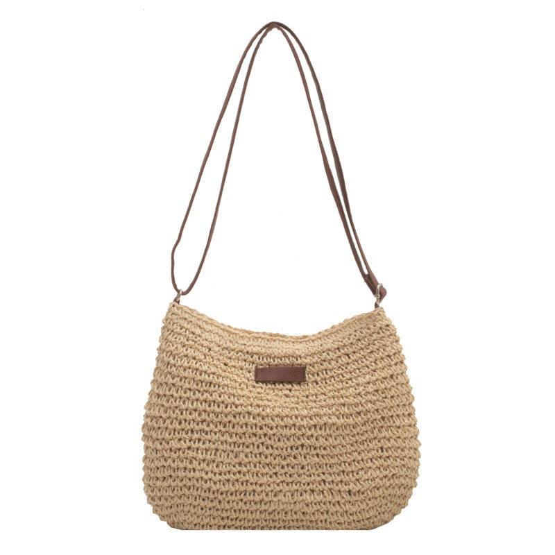 casual summer shoulder straw bag – the s | dropsona - neutral - material texture