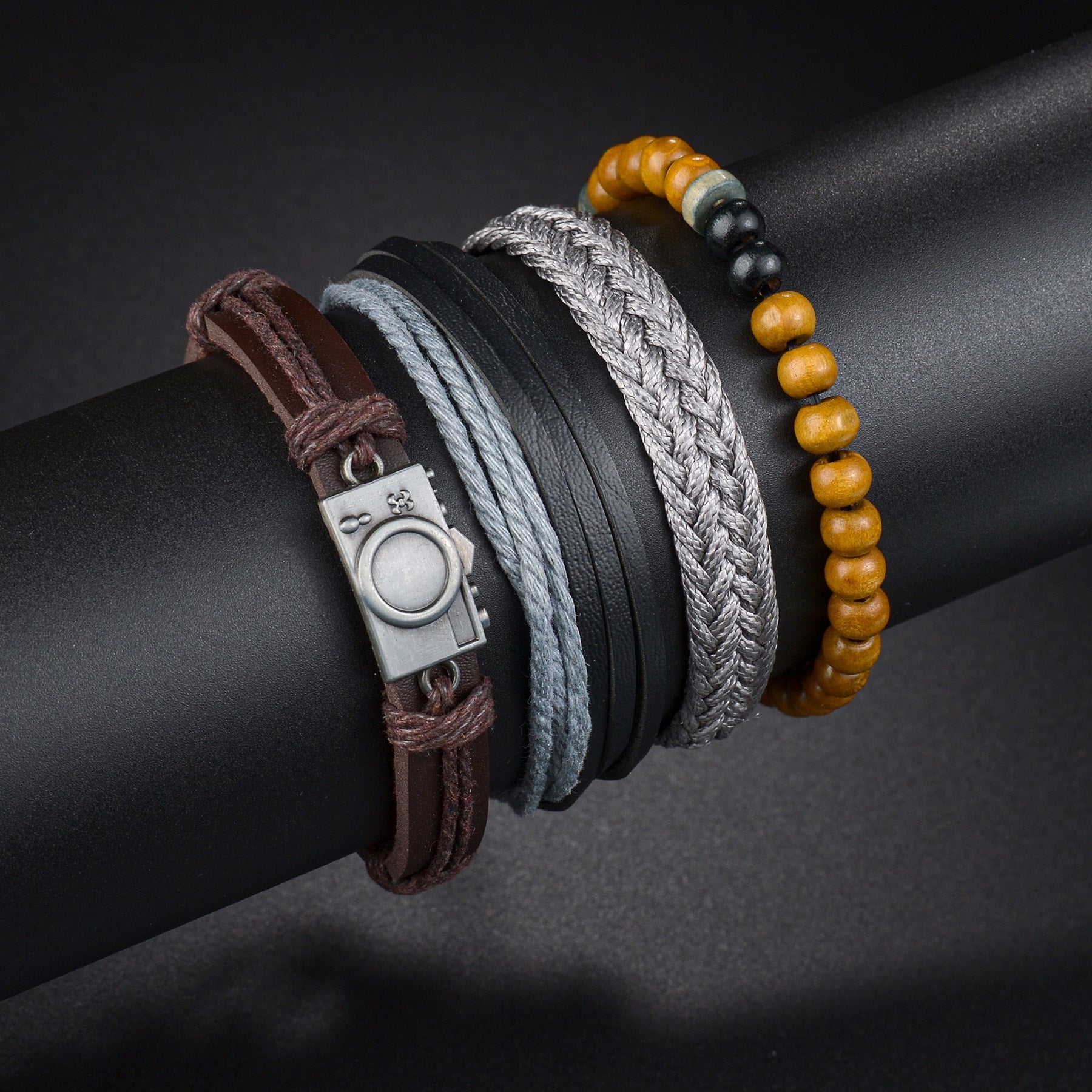 mens modern multilayered bracelet – this mod looking b | dropsona - neutral - front view