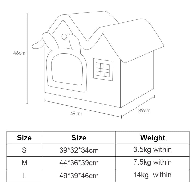 removable roof plush pet house – our f | dropsona - neutral - size reference