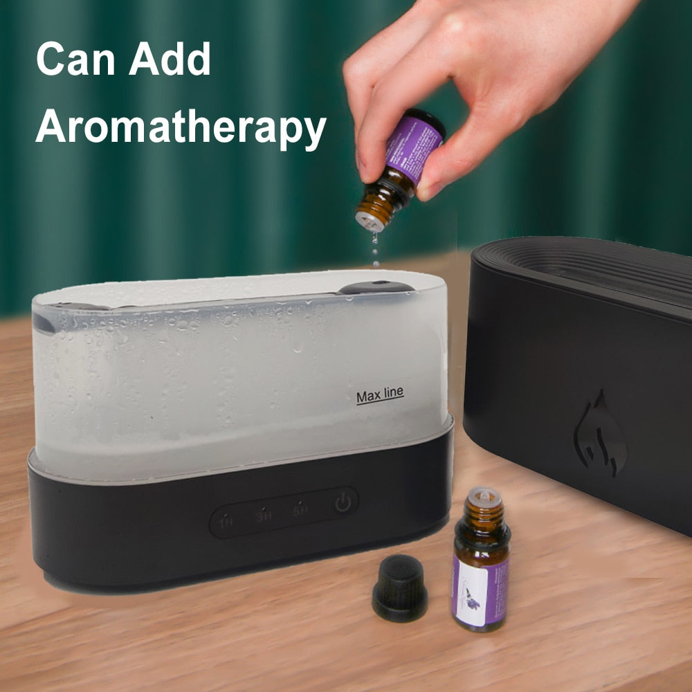 essential oil diffuser with flaming effect and timer | dropsona - neutral - close-up detail