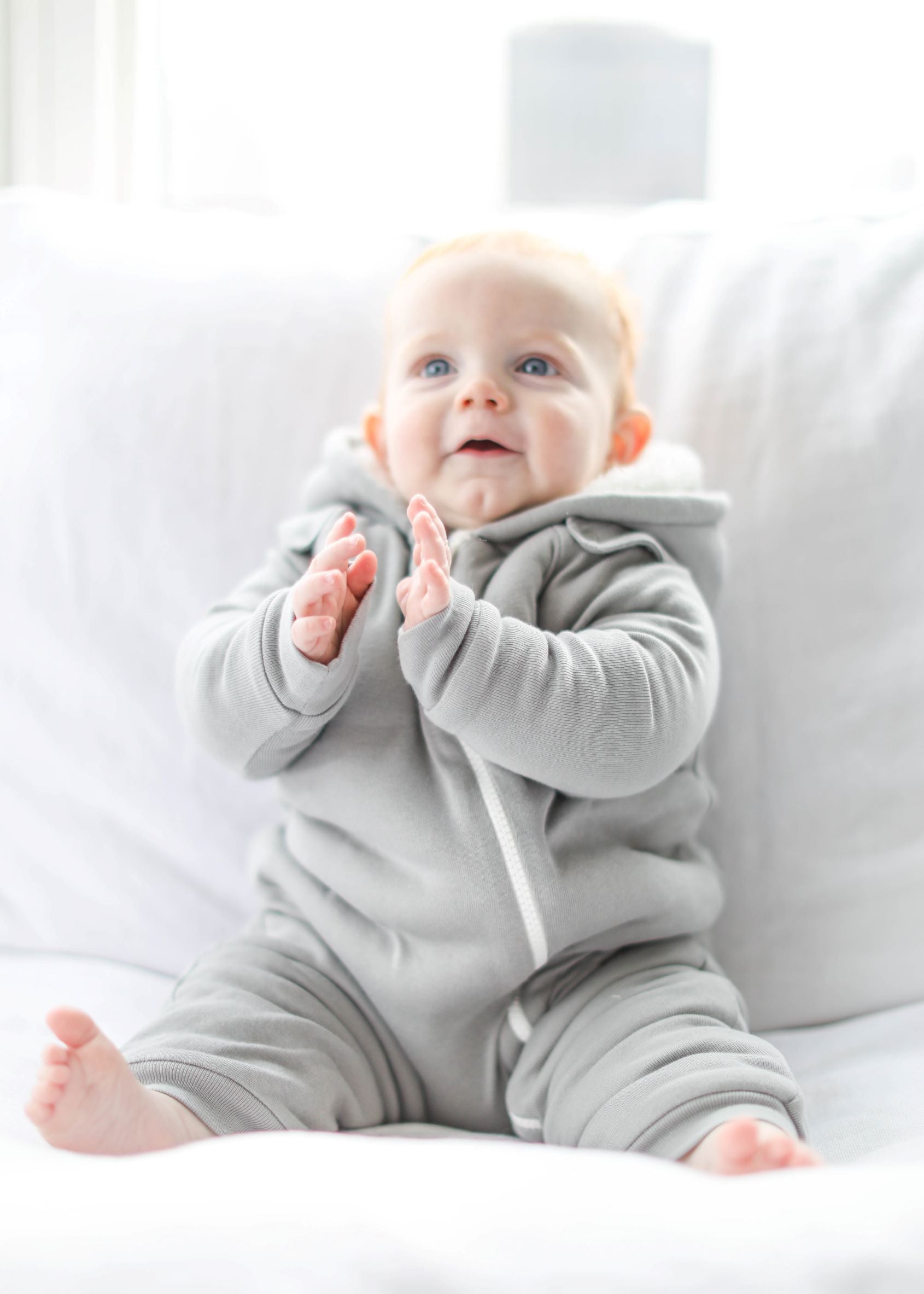 smart cuddly jumpsuit + bib - gray – super soft and co | dropsona - neutral - material texture