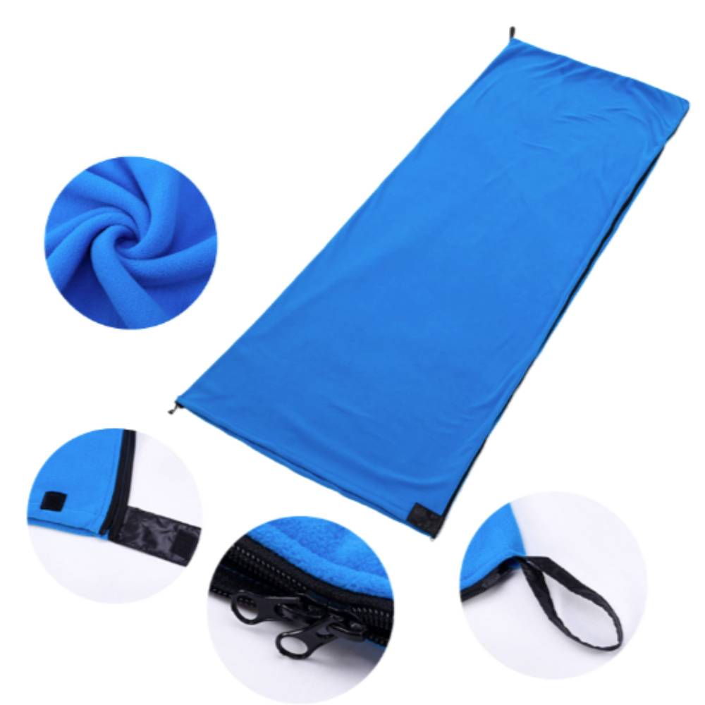 lightweight polar fleece camping sleeping bag – the li | dropsona - neutral - size reference