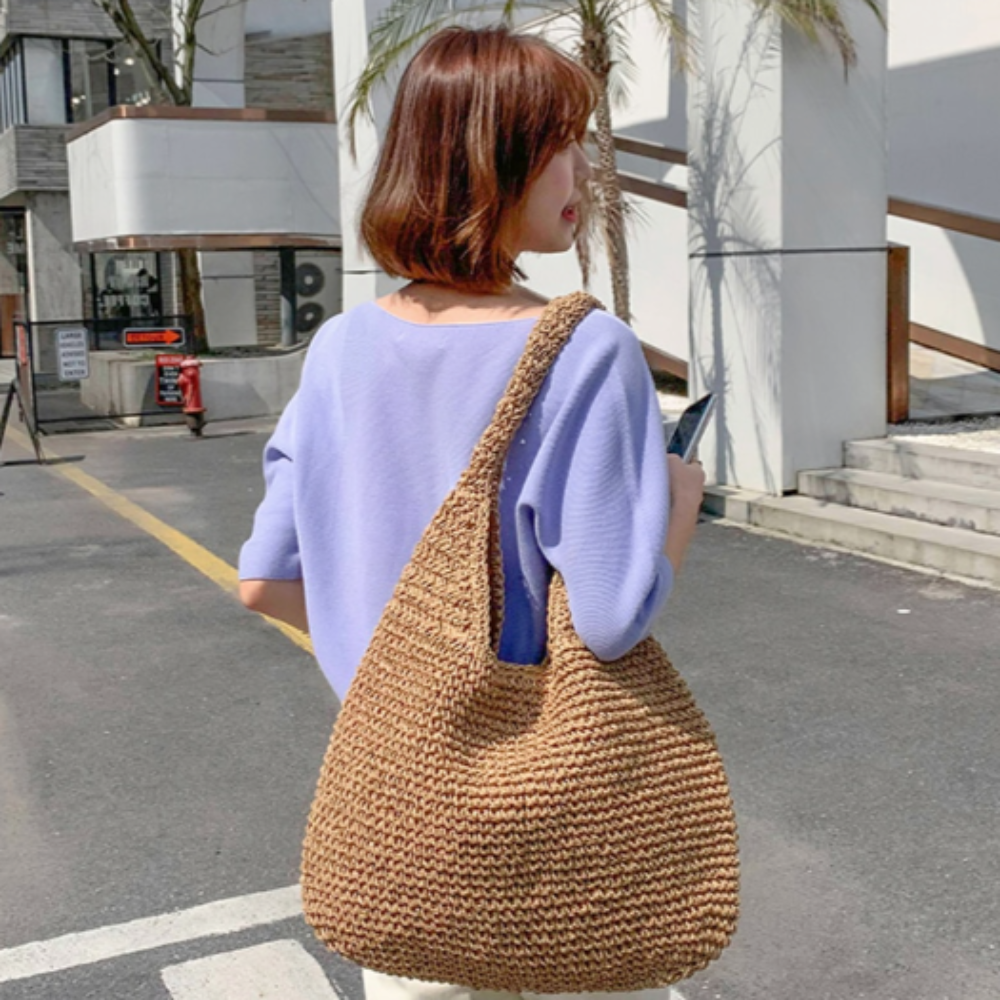 summer shoulder straw tote – make your even mor | dropsona - neutral - material texture