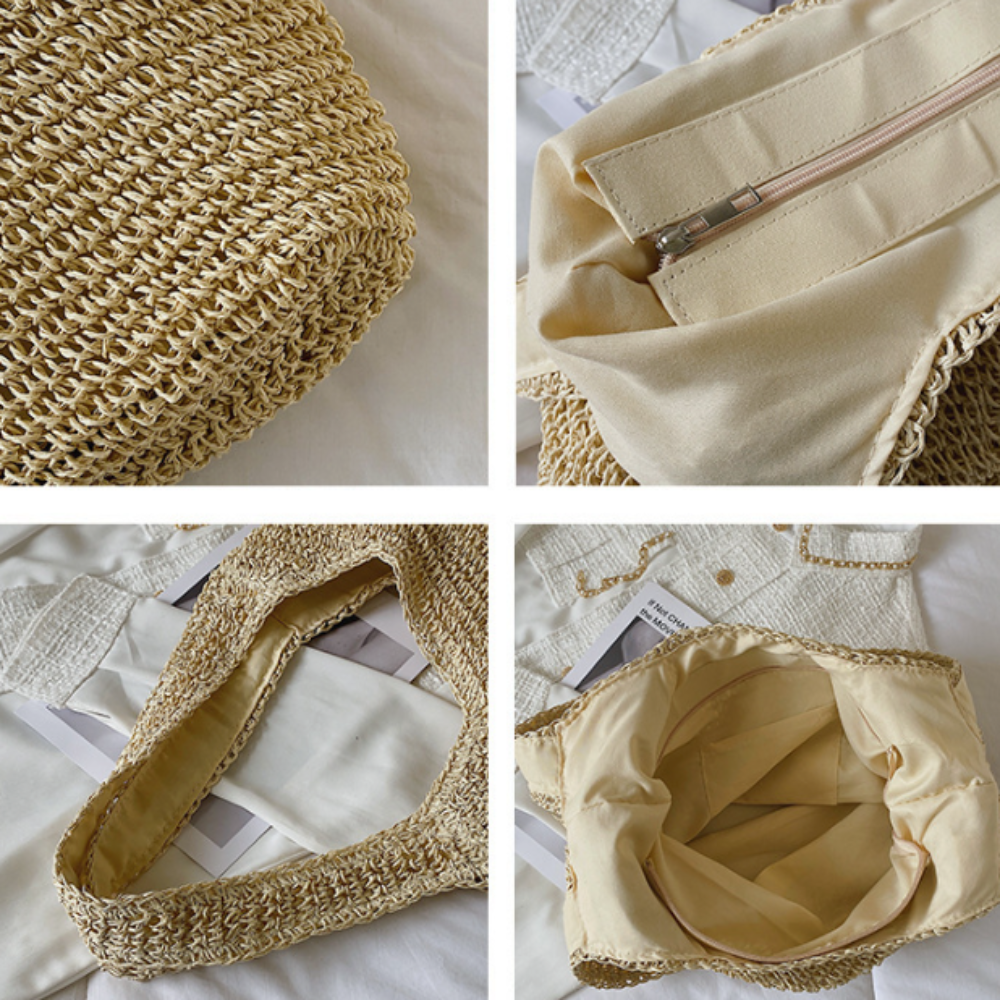 casual summer shoulder beach bag – prepare for the sum | dropsona - neutral - packaging