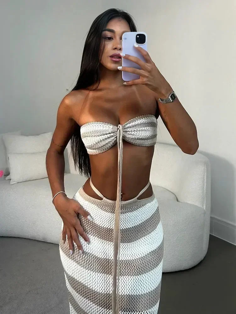 crochet two piece swimwear cover up – experience the u | dropsona - neutral - everyday use