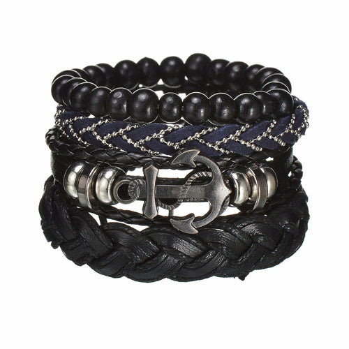 mens modern multilayered bracelet – this mod looking b | dropsona - neutral - close-up detail