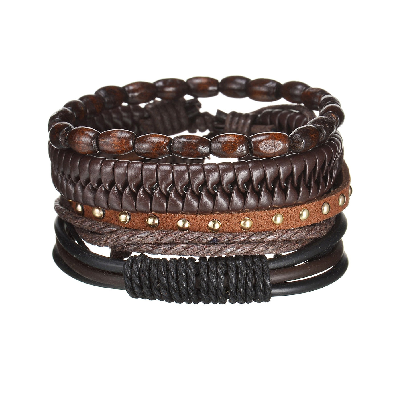 mens modern multilayered bracelet – this mod looking b | dropsona - neutral - close-up detail