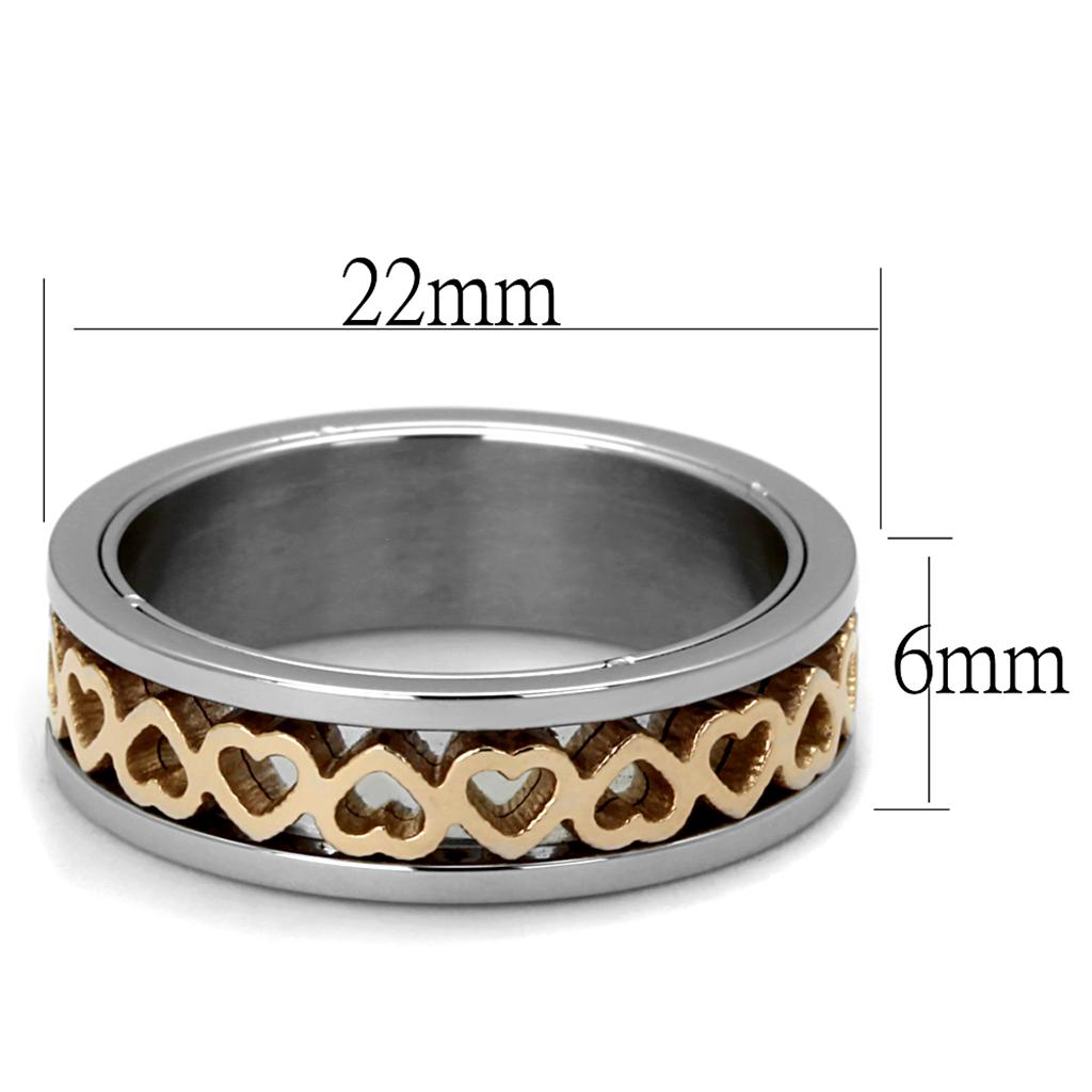 tk2398 - two-tone ip rose gold stainless steel ring wi | dropsona - neutral - front view