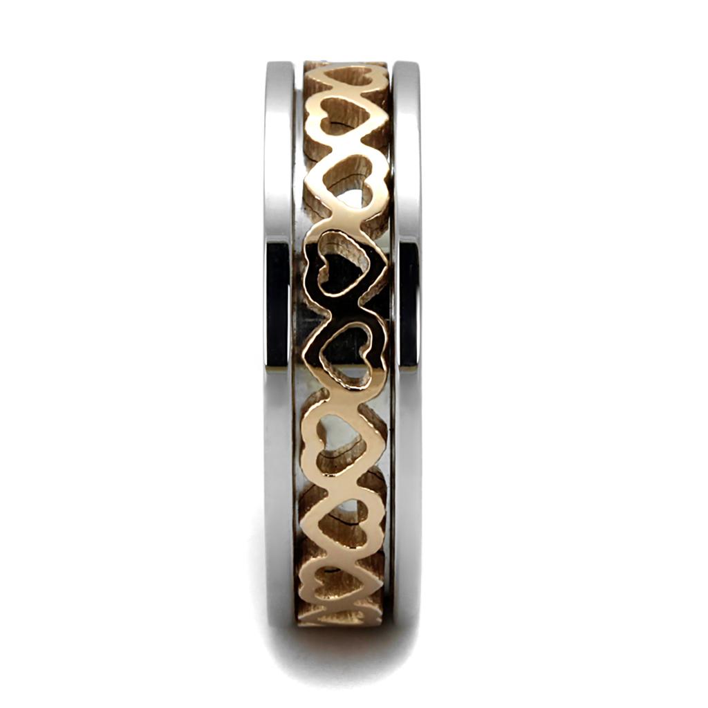 tk2398 - two-tone ip rose gold stainless steel ring wi | dropsona - neutral - material texture