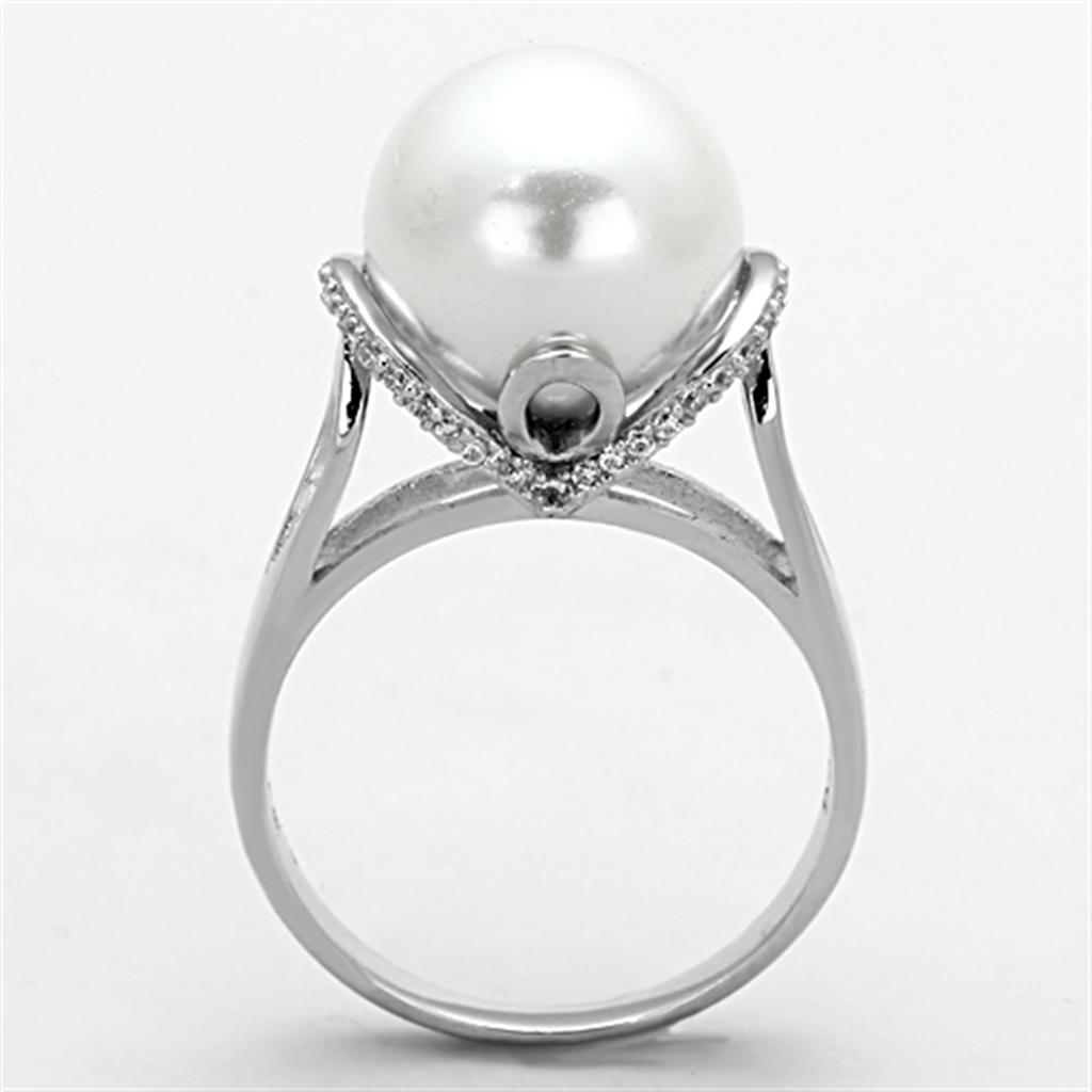ts154 - rhodium 925 sterling silver ring with syntheti | dropsona - neutral - close-up detail
