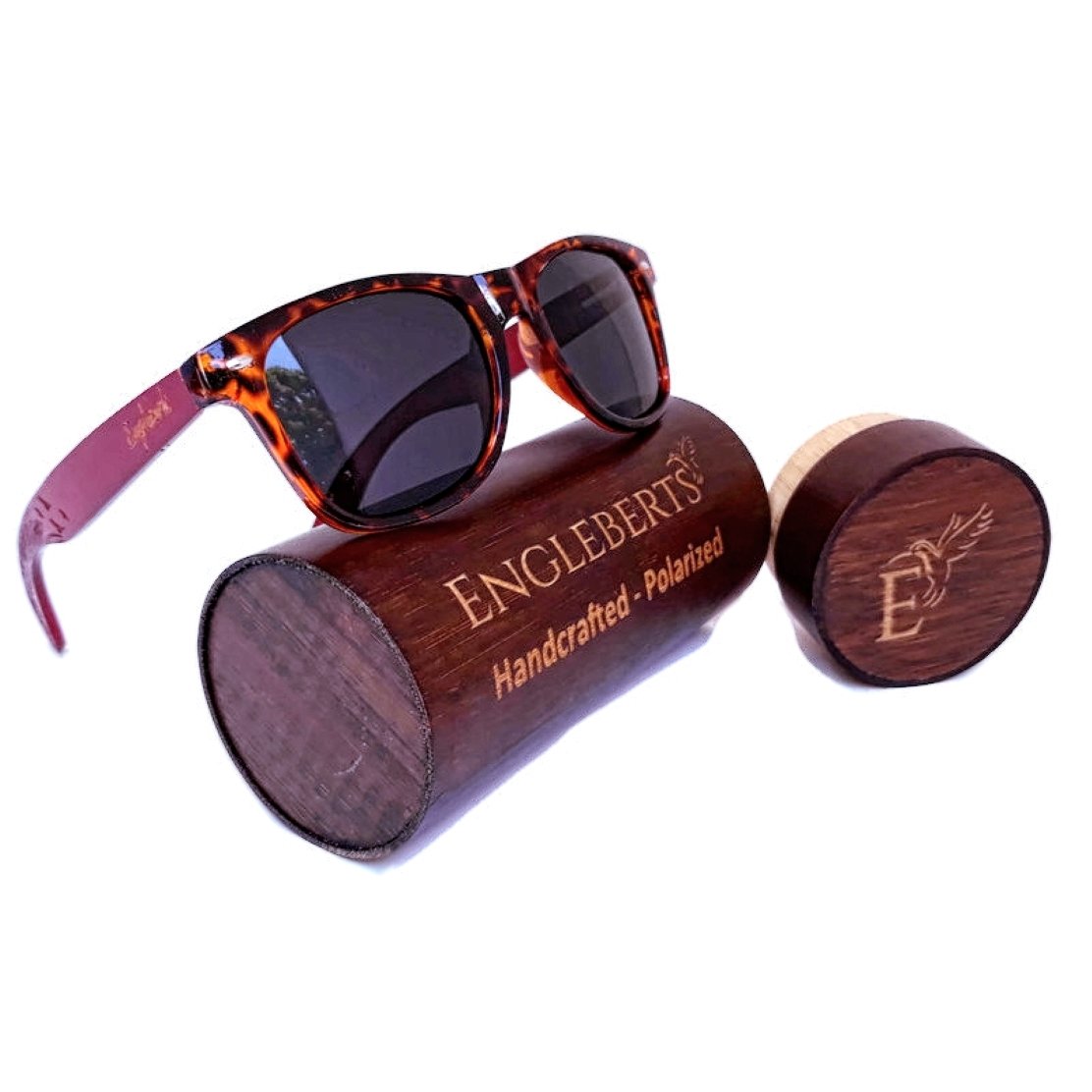 red bamboo tortoise framed sunglasses with wood case, | dropsona - neutral - everyday use