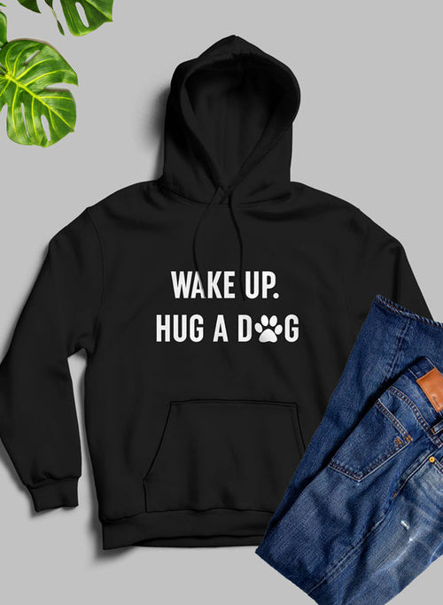 wake up hug a dog hoodie – shop cool designed b | dropsona - neutral - size reference