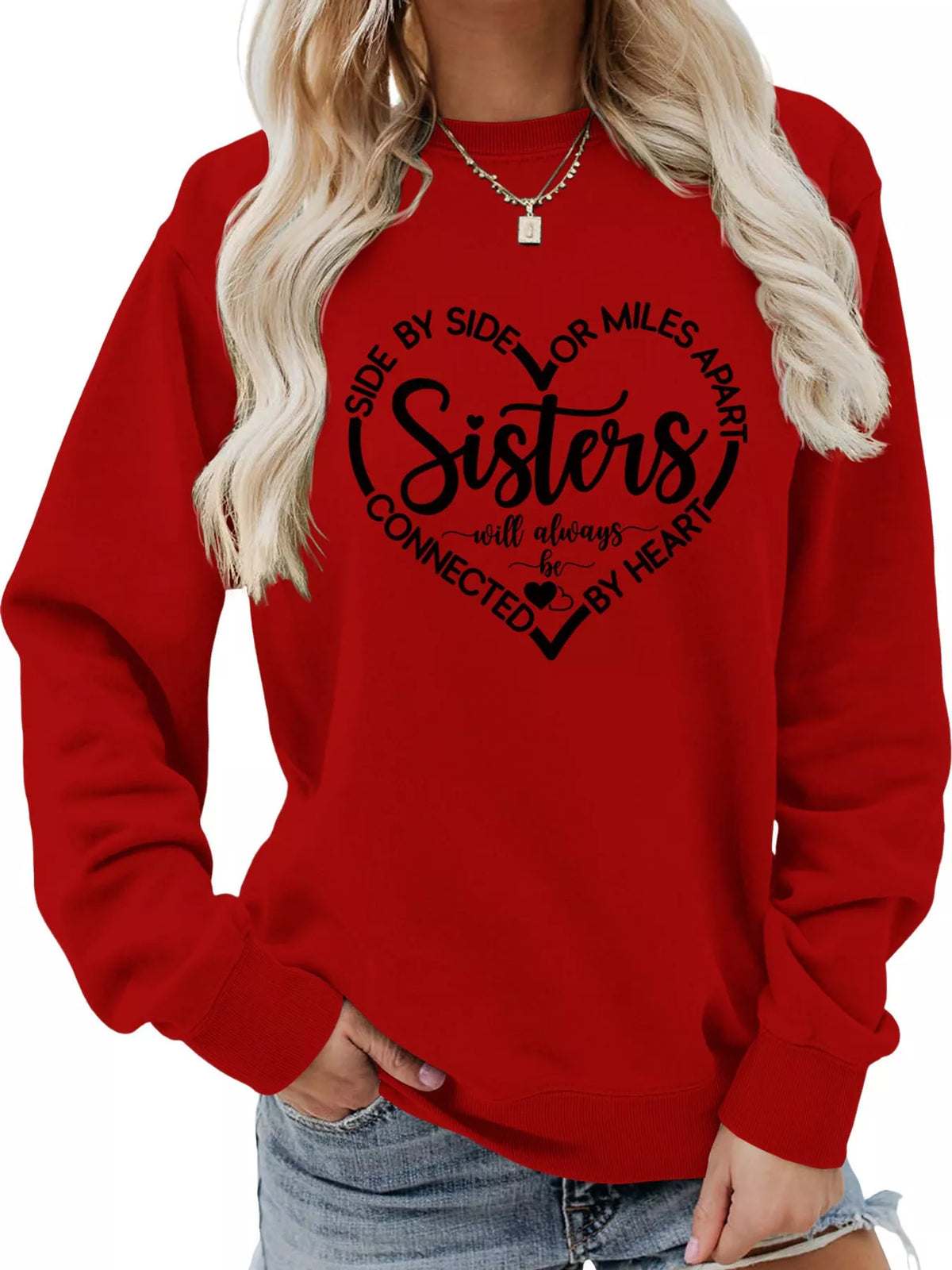 heart graphic crew neck sweatshirt | dropsona - neutral - everyday use