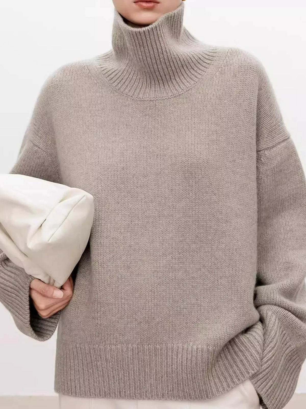oversized turtleneck wool sweater | dropsona - neutral - everyday use