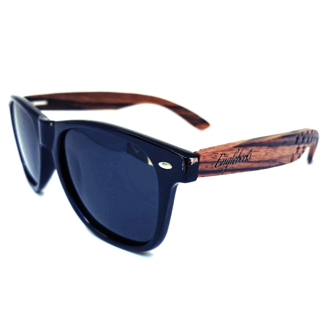 zebrawood sunglasses, stars and bars with wooden case, | dropsona - neutral - close-up detail