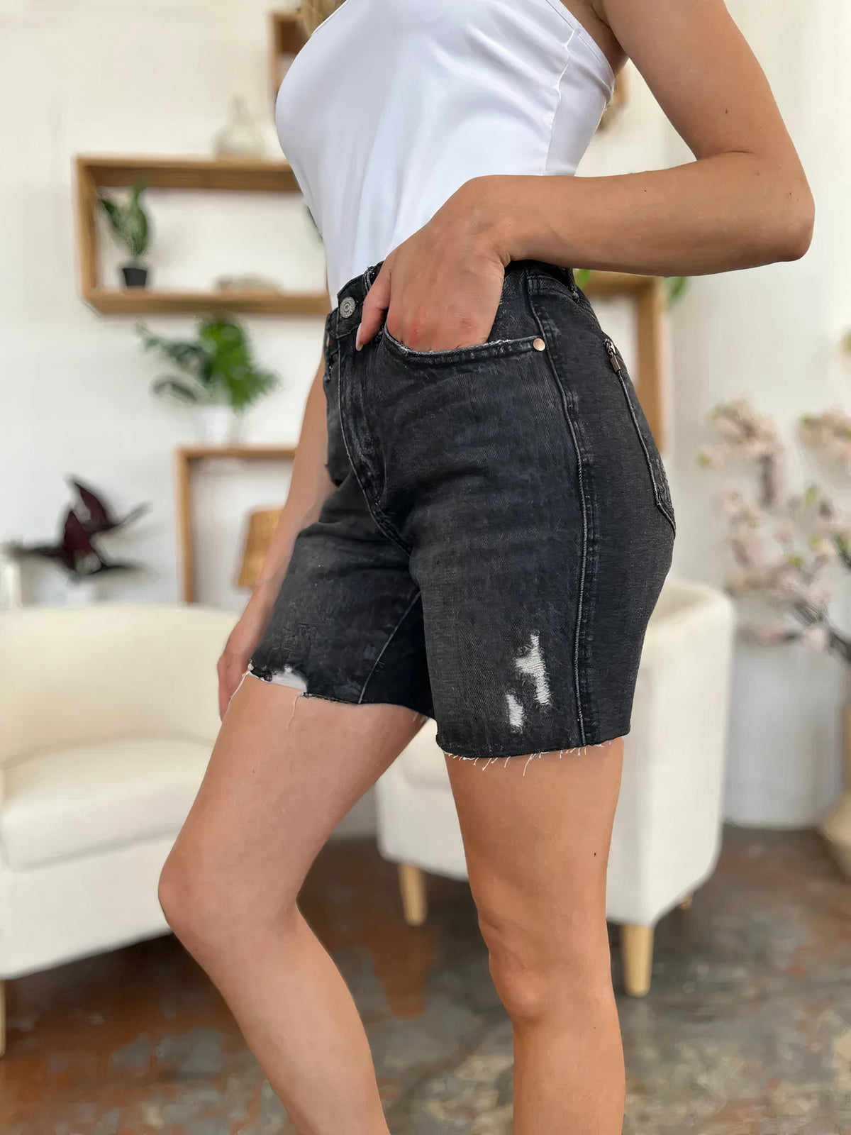 judy blue full size high waist rigid magic denim shorts - everyday wear
