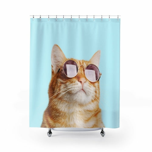 cat rules shower curtains – expression of personality | dropsona - neutral - close-up detail