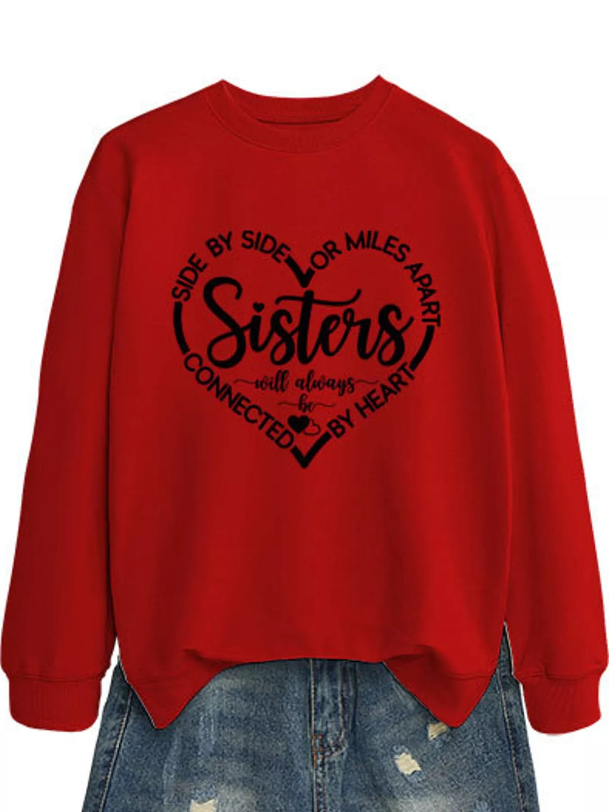 heart graphic crew neck sweatshirt | dropsona - neutral - front view