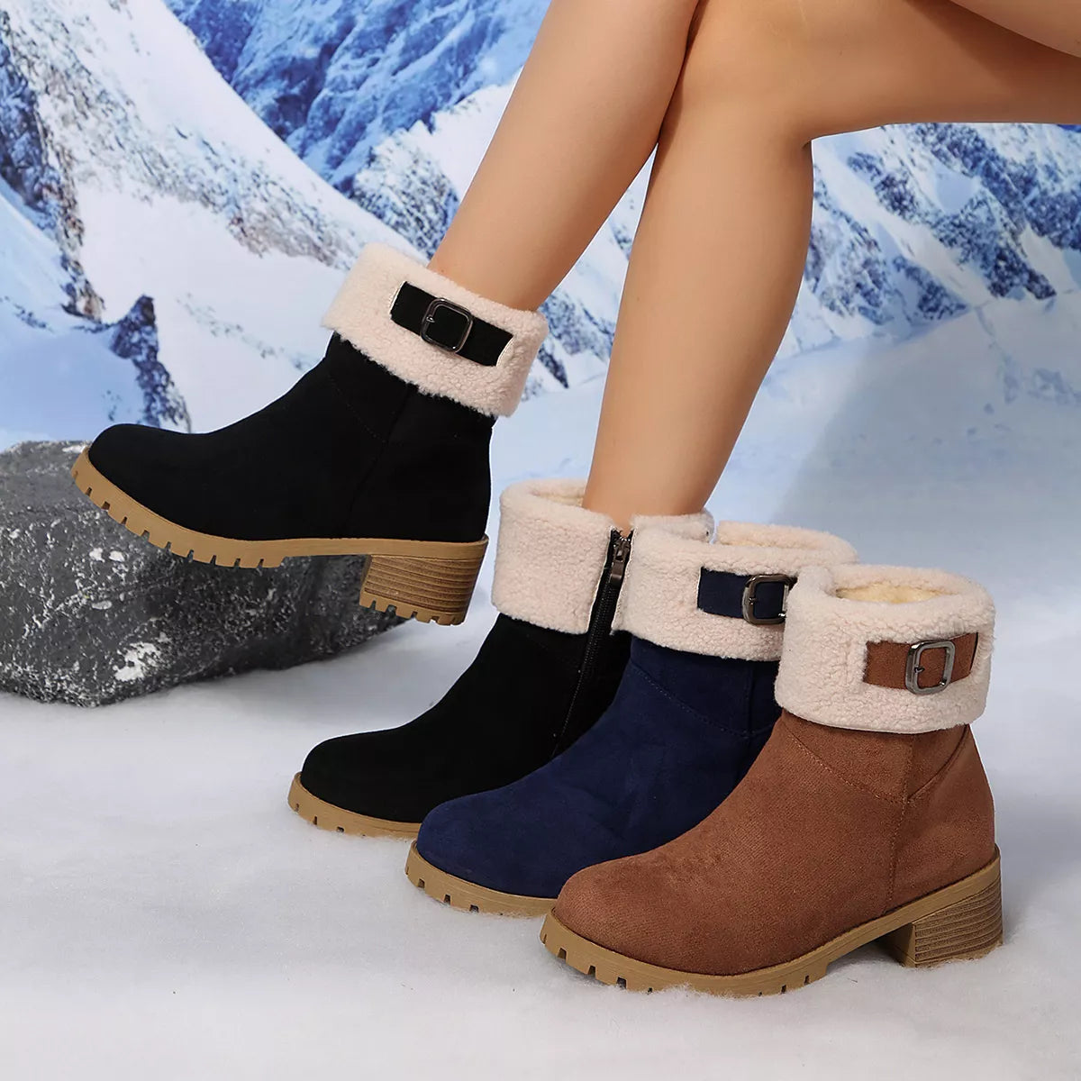 round toe block heels boots – dear monkey | dropsona - neutral - everyday use