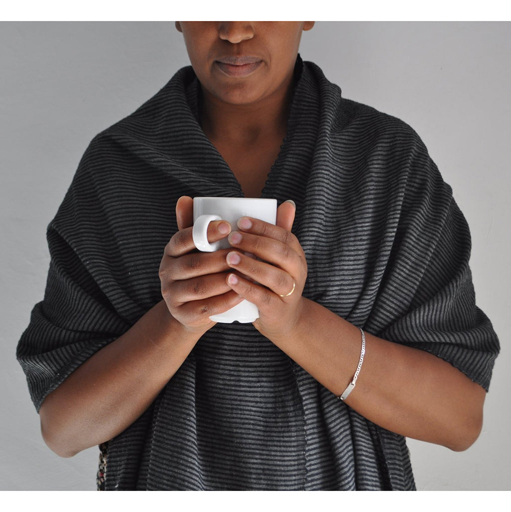 ethiopian stripe wrap scarf – this oversized, unisex s | dropsona - neutral - usage example