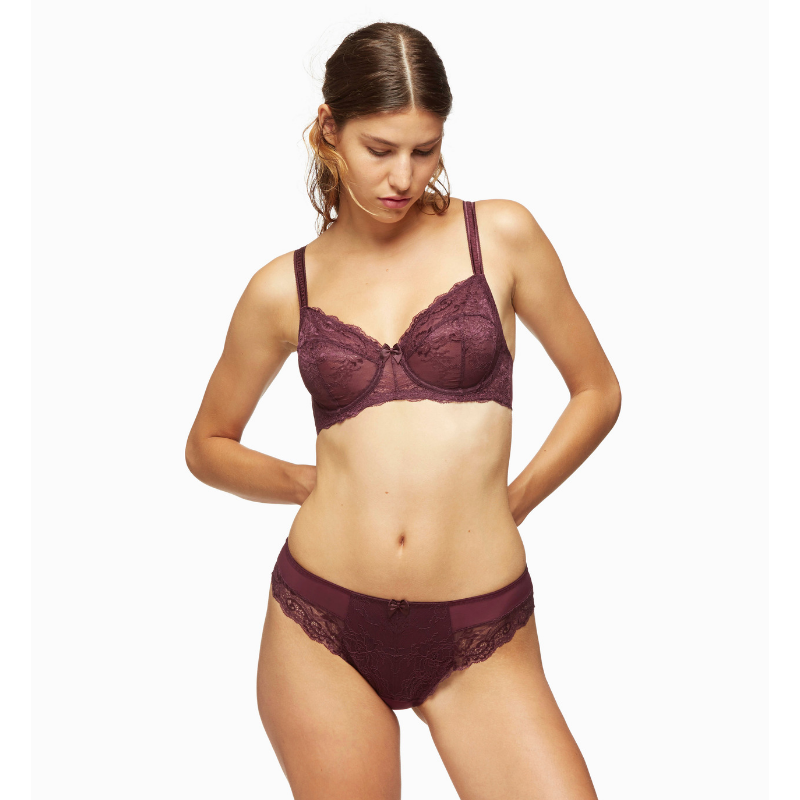 full figure lace unlined bra harlow elderberry purple | dropsona - neutral - material texture