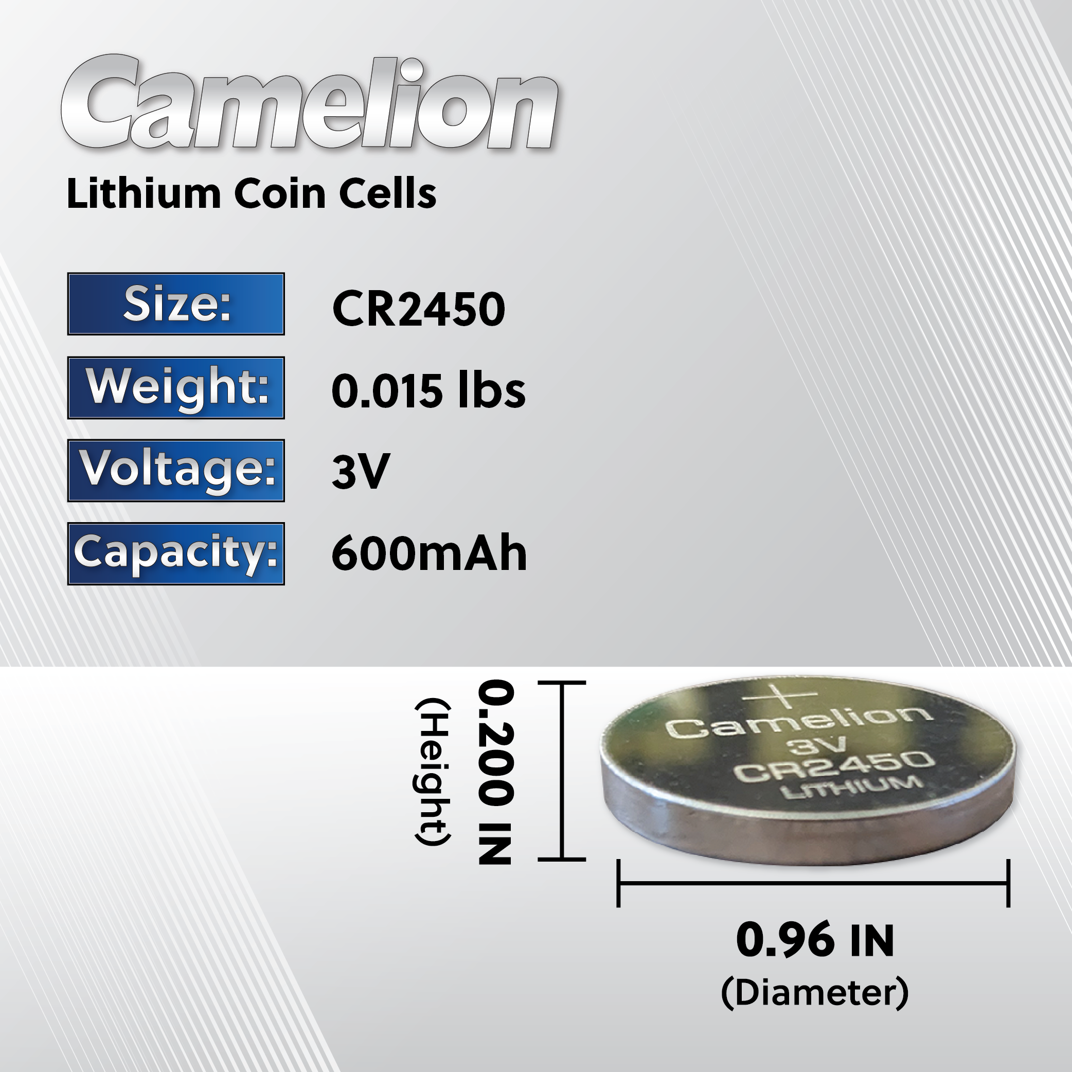 camelion cr2450 3v lithium primary coin cell battery ( | dropsona - neutral - front view