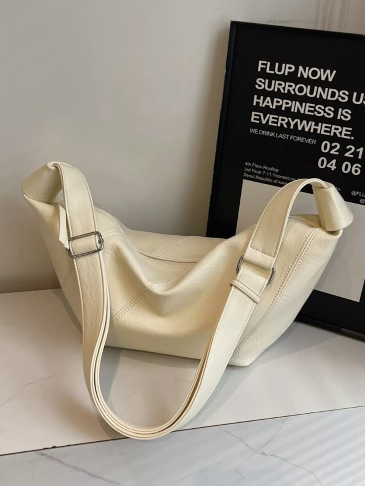 slouchy crossbody bag with adjustable strap | dropsona - neutral - everyday use