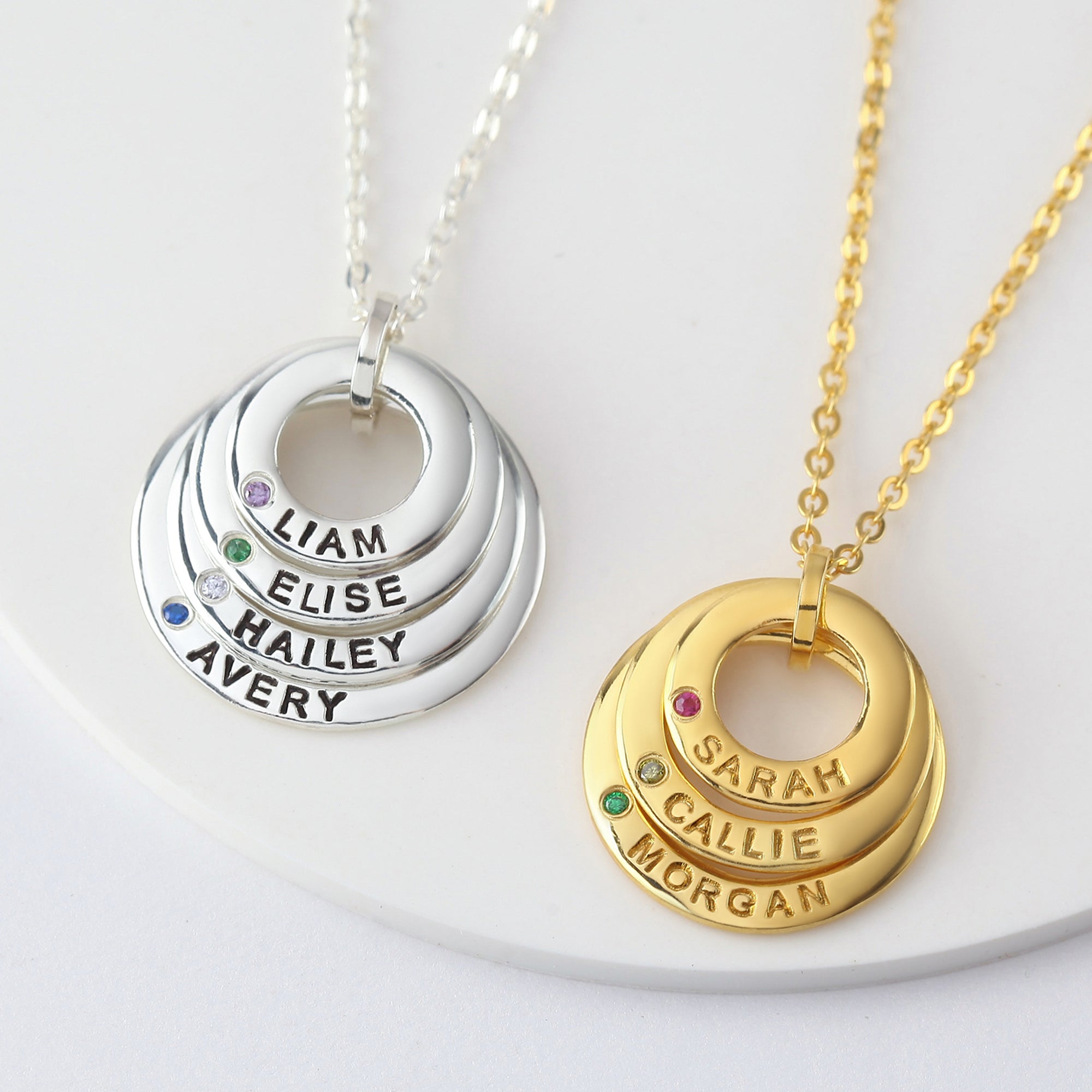 mom necklace birthstone, with kids names, | dropsona - neutral - everyday use
