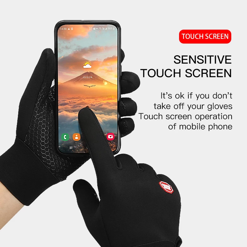 thermal gloves winter cycling with wrist suppor | dropsona - neutral - material texture