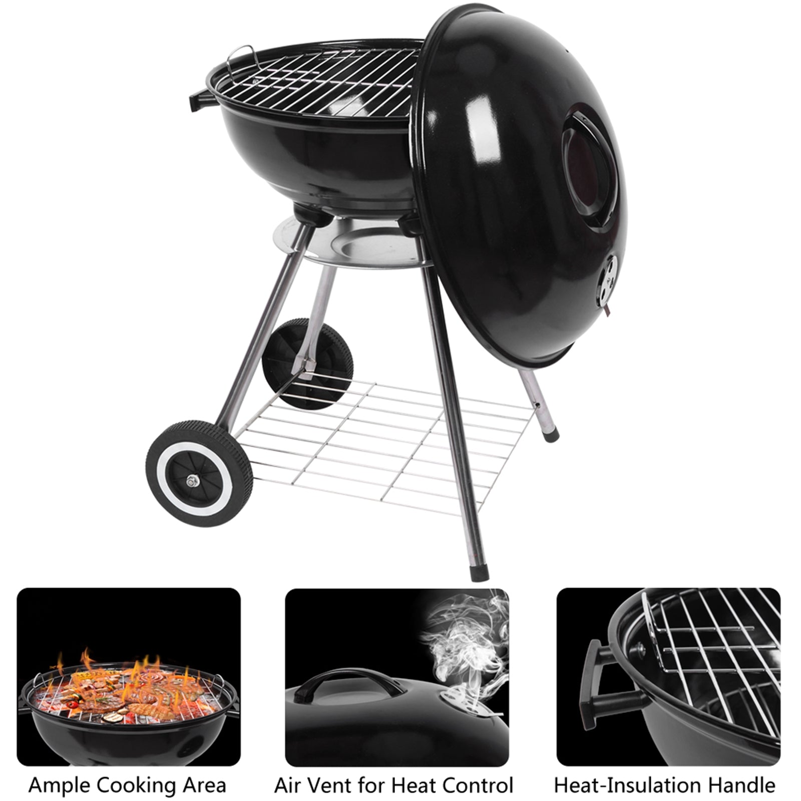 18 inch apple charcoal stove bbq grill for outdoor coo | dropsona - neutral - close-up detail
