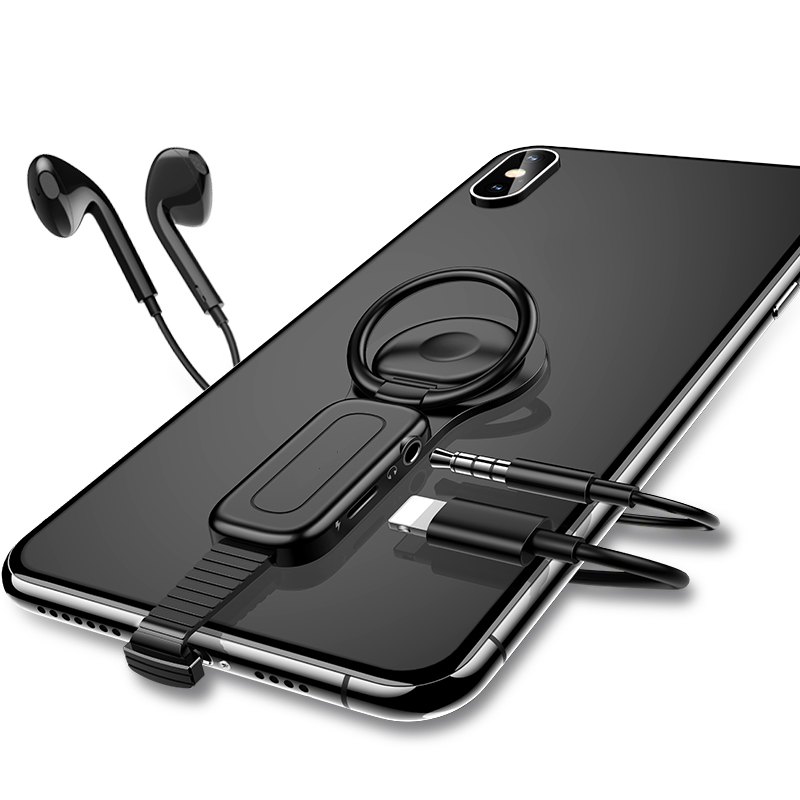 dual port phone ring holder adapter for lightning jack | dropsona - neutral - everyday use