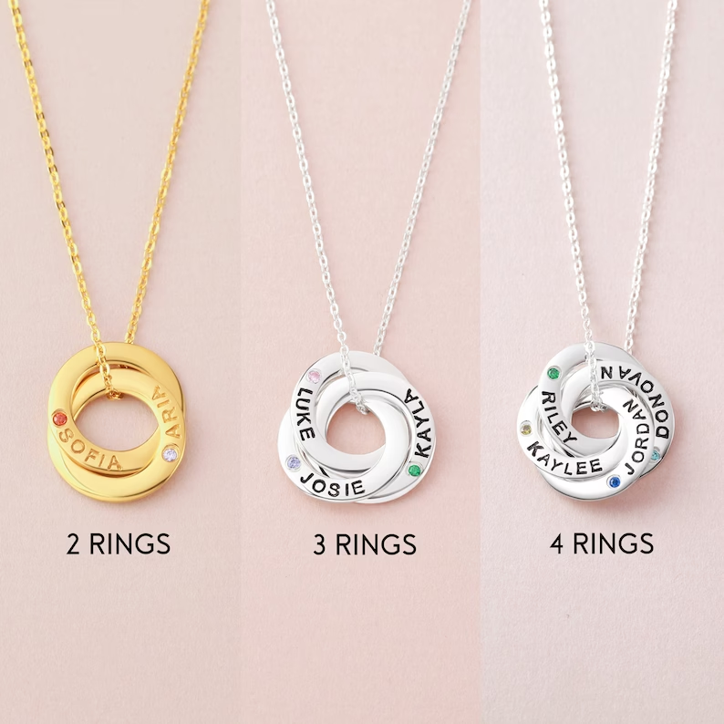 mom necklace with kids names birthstones, children bir | dropsona - neutral - close-up detail