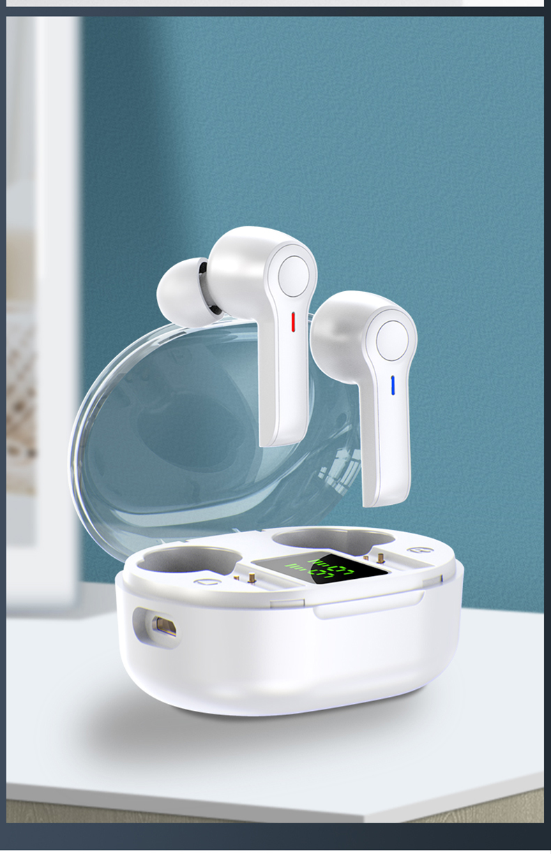 led display wireless earbuds tws 5.0 bluetooth earphon | dropsona - neutral - front view