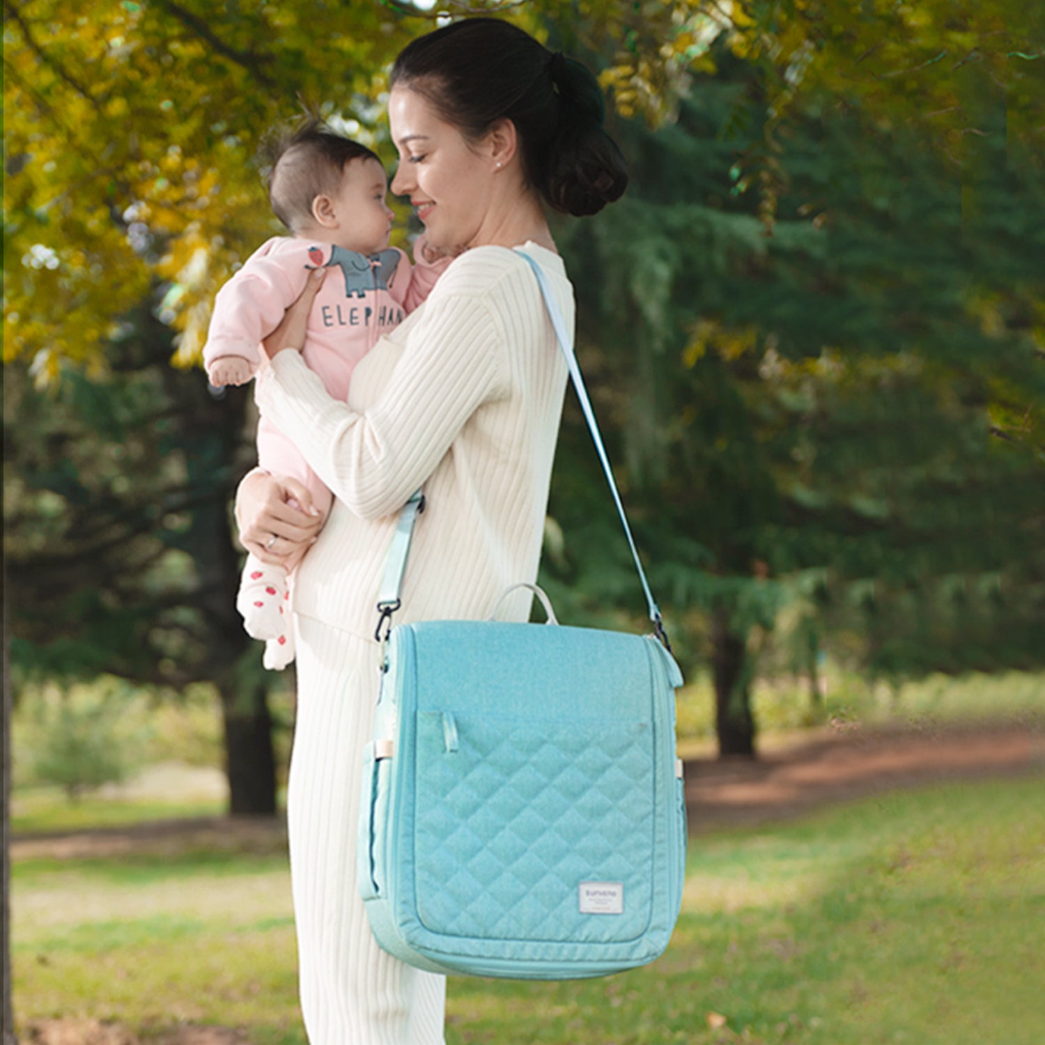 portable diaper bag backpack – packed with essential f | dropsona - neutral - everyday use