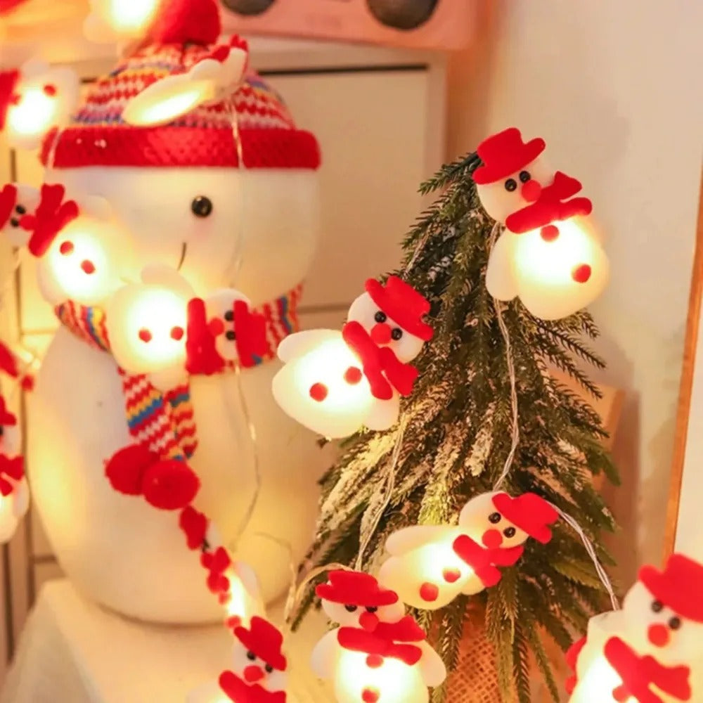 1pc 10 led plush snowman string lights, christmas | dropsona - neutral - close-up detail
