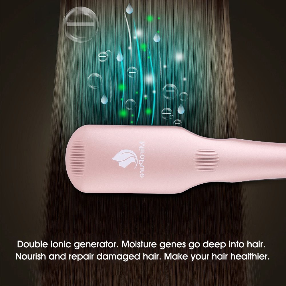 miropure 2-in-1 ionic enhanced hair straightener brush | dropsona - neutral - size reference