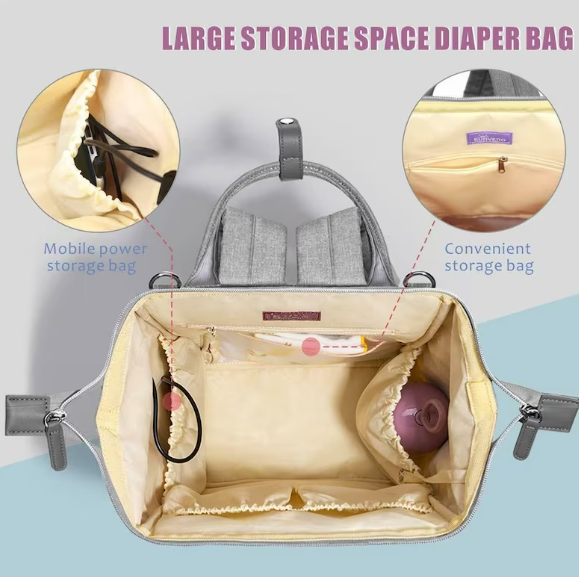 quilted diaper baby backpack – stylish & handy, qu | dropsona - neutral - usage example