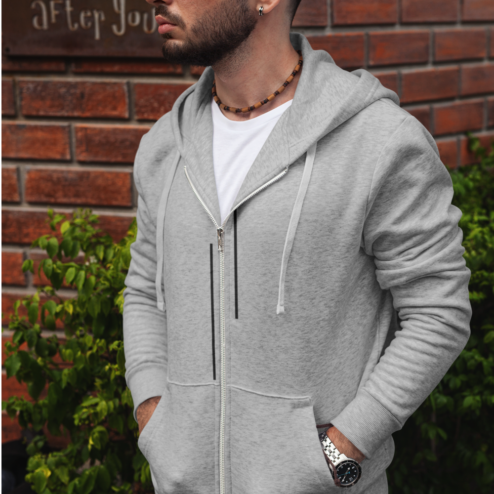 mens unmatched stripes zip up hoodie – the edgy street | dropsona - neutral - front view
