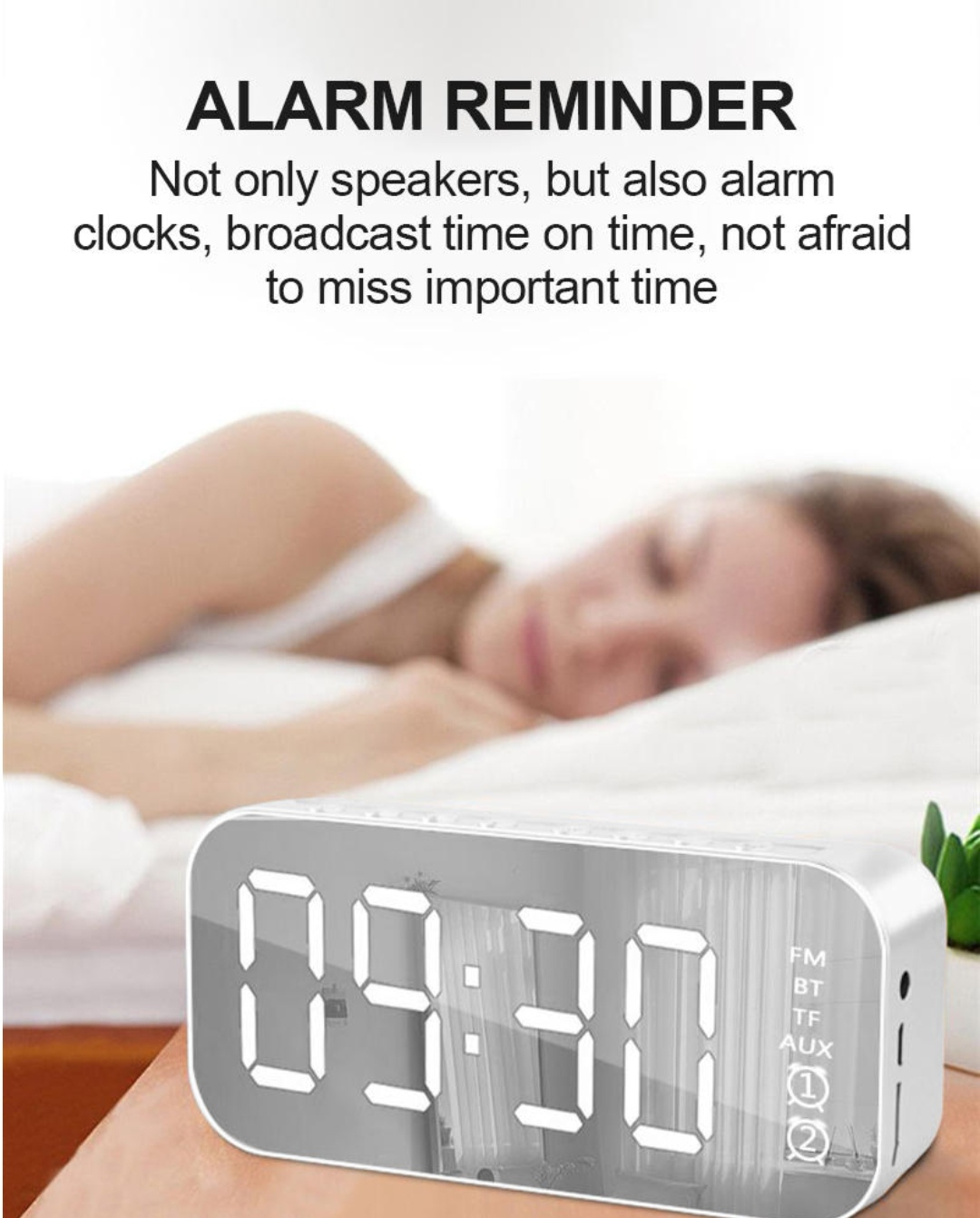 led display alarm clock wireless bluetooth speakers | dropsona - neutral - close-up detail