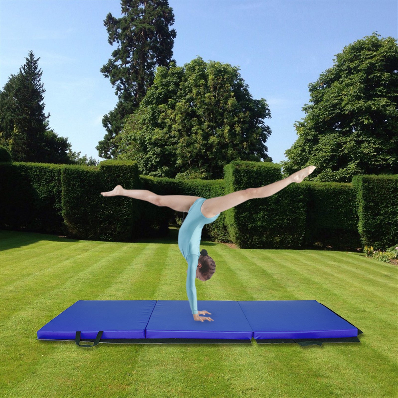 55"x24"x1.2" tri-fold gymnastics yoga mat with hand bu | dropsona - neutral - material texture