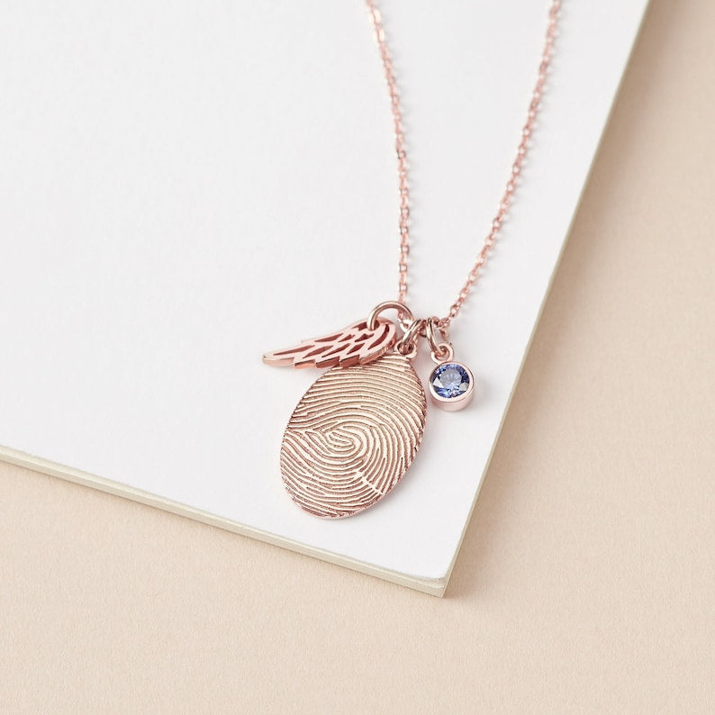 fingerprint necklace, jewelry with birthst | dropsona - neutral - everyday use
